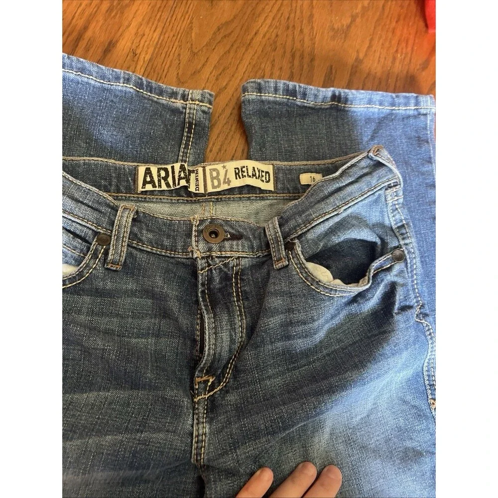 Ariat B4 Relaxed Boys Bootcut Jeans Size 16 Blue Medium Wash Cowboy Workwear